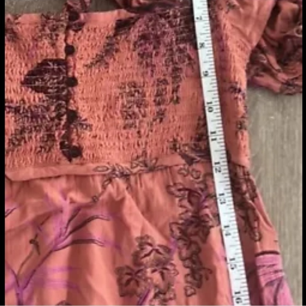 Free People, Anita Printed Maxi Dress Tiered Ruffle Pink Desert Rose, EUC,Size M - Picture 10 of 11